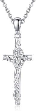 wholesale 925 Sterling Silver Cross Crucifix Pendant Necklace with Chain for Men/Women-0-0