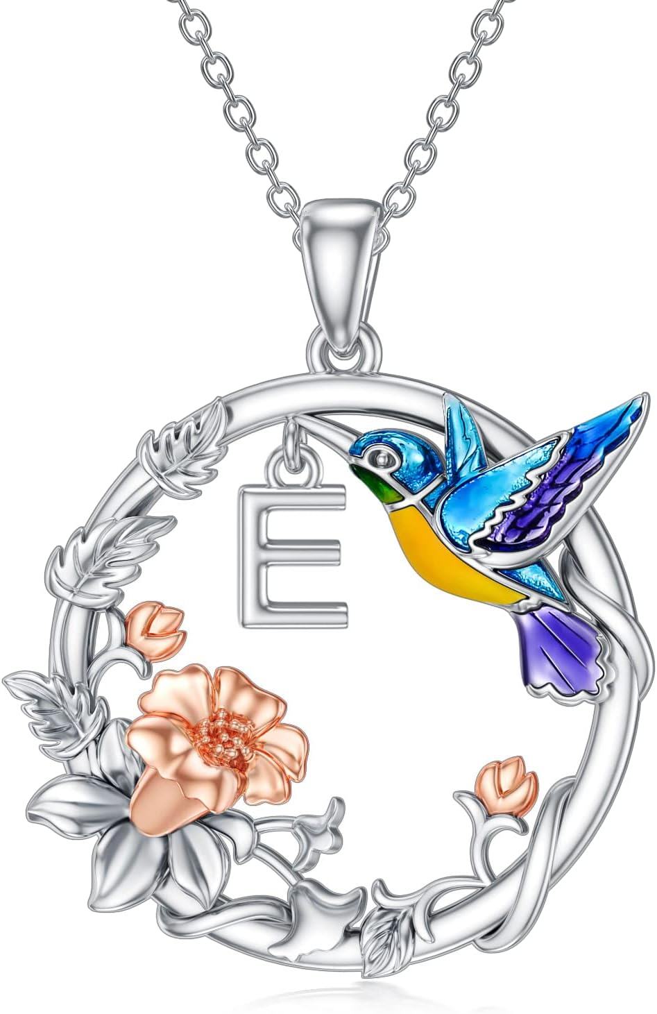 Sterling Silver A Z Hummingbird Necklace 26 Alphabet Jewelry Gift-E
