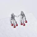 wholesale 925 Sterling Silver Red Crystal Skull Hand Gothic Stud Earrings 6mm x 8mm-0-1