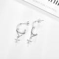 wholesale 925 Sterling Silver Cross Dangle Hoop Earrings for Men & Women-0-1