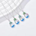 wholesale Palm Tree/sea Turtle/dolphin/flamingo Necklace 925 Sterling Silver Teardrop Ocean Necklace Blue Opal Wave Jewelry Summer Christmas Gifts For Women Her -0-1