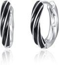 wholesale 925 Sterling Silver Twist Design Black Sleeper Hoops - Hypoallergenic Small Ear Cuffs for Women & Men-0-0