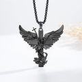 wholesale 925 Sterling Silver Guardian Angel Cross Pendant Necklace Catholic  for Men Women-0-5