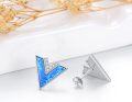 wholesale 925 Sterling Silver Blue Opal Triangle Stud Earrings with Cubic Zirconia Accents-0-2