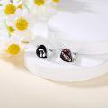 wholesale 925 Sterling Silver Music Note Studs - Red & Black Glittery Earings for Women-0-4