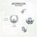 wholesale 925 Sterling Silver Moonstone Lotus Flower Hoop Earrings Oxidized Vintage Women Jewelry-0-4