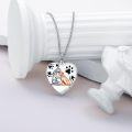 wholesale 925 Sterling Silver Heart Shaped Pet Memorial Keepsake Pendant with Dog and Human Figurine Design - 3D Engraved Paw Prints & Funnel Included-0-2