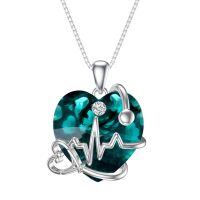 TOUPOP 925 Silver Emerald Stethoscope Necklace For Nurse Gifts-undefined