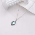 wholesale 925 Sterling Silver Moonstone & Turquoise Teardrop Pendant Necklace with Onyx and Larimar Accents-0-4