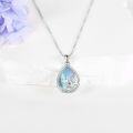 wholesale 925 Sterling Silver Fairy Butterfly Blue Stone Locket Necklace for Women Girls' Gifts-0-1