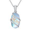 wholesale 925 Sterling Silver Mom Moss Agate Pendant Necklace Two Tone Rose Gold-0-12
