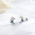 wholesale 925 Sterling Silver Moon & Flower Stud Earrings - Hypoallergenic Gift for Women-0-2