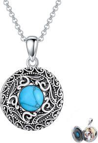 wholesale Sterling Silver Round Picture Locket Necklace Holds 2 Photos Jewelry Gift-Filigree Locket Necklace Only-Filigree Locket Necklace+Photo+Text