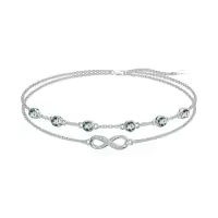 wholesale 925 Sterling Silver Birthstone Women s Anklet Bracelets Infinity Butterfly Evil Eye Turtle Pineapple Starfish Heart-Bracelet 7"-9"-Infinity 15-Moss Agate
