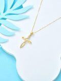 wholesale TOUPOP 14k Real Gold Infinity Celtic Cross Pendant Necklaces For Women Jewelry Birthday Mothers Day Christmas Gifts For Her Wife Girlfriend Mom -0-4