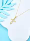 TOUPOP 14k Real Gold & Crystal Infinity Celtic Cross Pendant Necklace for Women-0-4