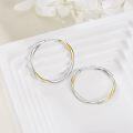 wholesale 925 Sterling Silver Gold Accented Oval Grooved Hoop Earrings for Women-0-1