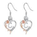 TOUPOP Sterling Silver Rose Heart Butterfly Initial C Letter Drop Dangle Earrings-0-0