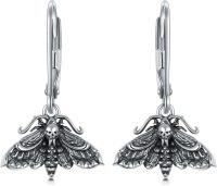 wholesale 925 Sterling Silver Gothic Moth Skull Earrings for Women Halloween s-I01-Moth