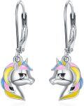 wholesale 925 Sterling Silver Unicorn Head Drop Dangle Leverback Earrings for Girls and Women-0-0