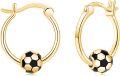 wholesale 925 Sterling Silver Soccer Ball Hoop Earrings for Women and Girls - Gold Tone Black & White Football Design-0-0