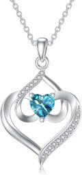 wholesale TOUPOP Forever Love Heart December Birthstone Pendant Necklaces For Women S925 Sterling Silver With Tanzanite, Birthday Mother’s Day Jewelry Gift For Mom Daughter Wife -0-0