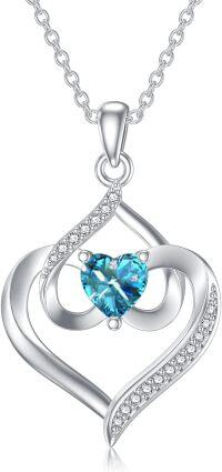 wholesale TOUPOP Forever Love Heart December Birthstone Pendant Necklaces For Women S925 Sterling Silver With Tanzanite, Birthday Mother’s Day Jewelry Gift For Mom Daughter Wife -undefined