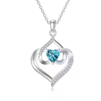 TOUPOP Sterling Silver Tanzanite December Birthstone Pendant Necklace-undefined