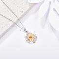 wholesale 925 Sterling Silver Amber Stone Sun & Moon Pendant Necklace for Women Celestial -0-1
