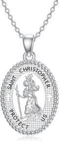 wholesale 925 Sterling Silver Saint Christopher Protect Us Pendant Necklace Religious Jewelry for Women and Men-0-0