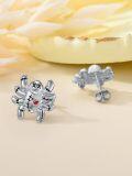wholesale 925 Sterling Silver Gothic Halloween Voodoo Doll Heart Stud Earrings for Women-0-2