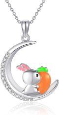 wholesale 925 Sterling Silver Rabbit Carrot Moon Pendant Necklace s for Women Girls-0-0