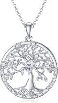 wholesale 925 Sterling Silver & 925 Platinum Plated Heart-Shaped Moissanite Tree Pendant Necklace-0-0