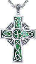 wholesale 925 Sterling Silver Green Malachite Celtic Knot Cross Pendant Necklace  Norse Viking Jewelry for Men Women-0-0