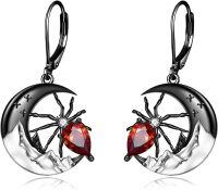 wholesale 925 Sterling Silver Spider Moon Drop Earrings Gothic Punk Style Halloween Costume Accessories Gift Ideas-Spider Earrings