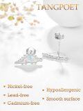wholesale 925 Sterling Silver Dinosaur Shape White Opal Studs for Sensitive Ears-0-1