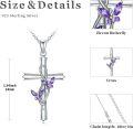 wholesale 925 Sterling Silver Butterfly Cross Pendant Necklace with Purple Stones for Women Jewelry-0-2