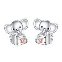 wholesale 925 Sterling Silver Cute Elephant Reading Book Charms-elephant