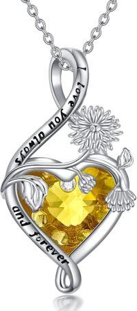 wholesale 925 Sterling Silver Birthstone Birth Flower Necklace Pendant Jewelry-November-Chrysanthemum