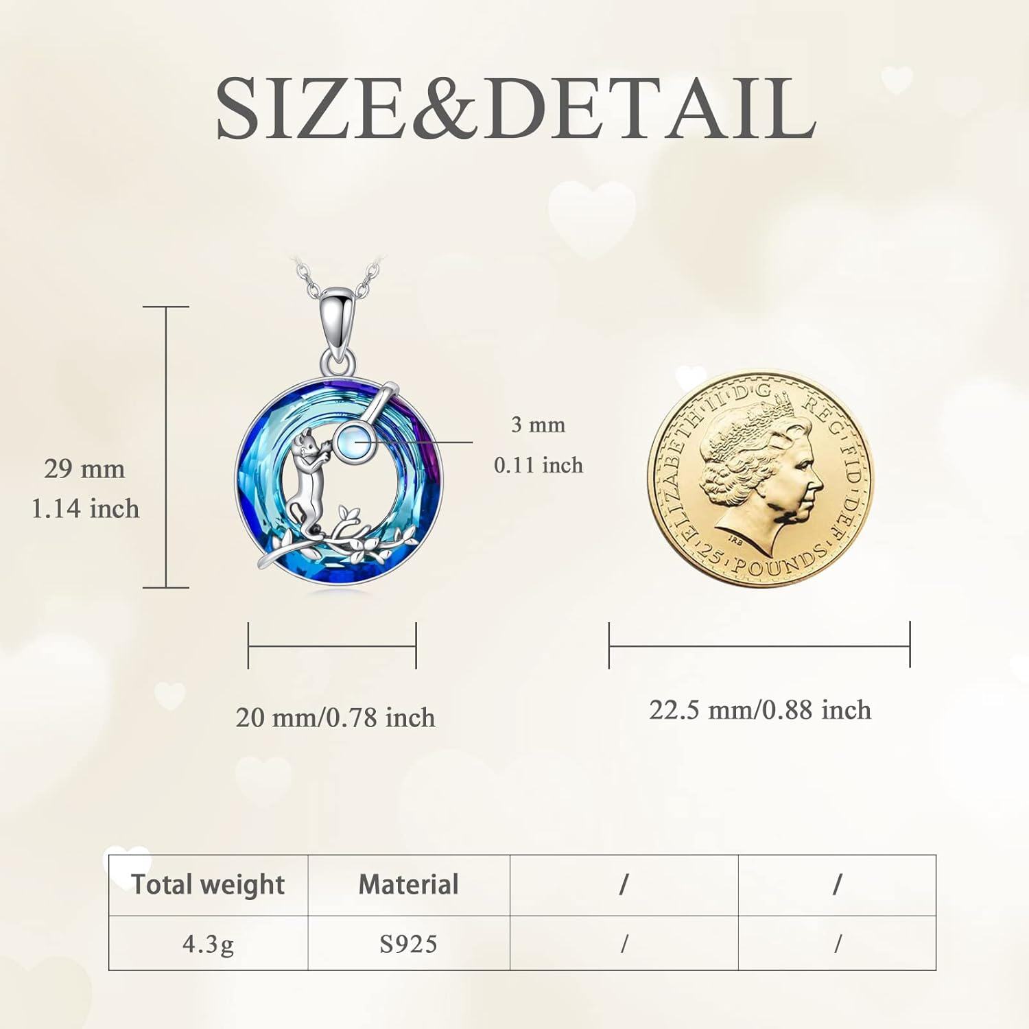 wholesale 925 Sterling Silver Metal Crystal Animal Pendant Necklace - Kitten on Branch Design-0-4