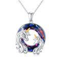 TOUPOP Sterling Silver Crystal Unicorn Pendant Necklace-0-0