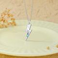 wholesale 925 Sterling Silver Lightning Bolt Necklace w/Mountain Wave Opal Pendant-0-4