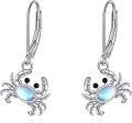 wholesale 925 Sterling Silver Crab Dangle Drop Earrings with Moonstone - Ocean Inspired Jewelry for Women Gifts-0-0