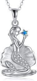 wholesale 925 Sterling Silver Mermaid Starfish Pendant Necklace Ocean s for Women Girls-0-0