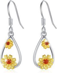 wholesale 925 Sterling Silver Sunflower Teardrop Dangle Earrings for Women - Christmas Gifts-F4-Sunflower