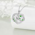 wholesale 925 Sterling Silver Heart-Shaped Green Leaf and Cub Pendant Necklace for Women & Girls-0-3