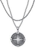 wholesale 925 Sterling Silver Compass Pendant for Men's  Chain Necklace 45cm Length -0-1