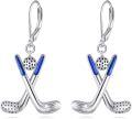 wholesale 925 Sterling Silver Crossed Golf Clubs Dangle Earrings Sporty Gift for Her-0-0