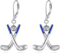 wholesale 925 Sterling Silver Crossed Golf Clubs Dangle Earrings Sporty Gift for Her-Golf
