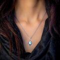 wholesale Sterling Silver Moonstone Turquoise Onyx Larimar Moss Agate Filigree Teardrop Pendant Necklace-0-16